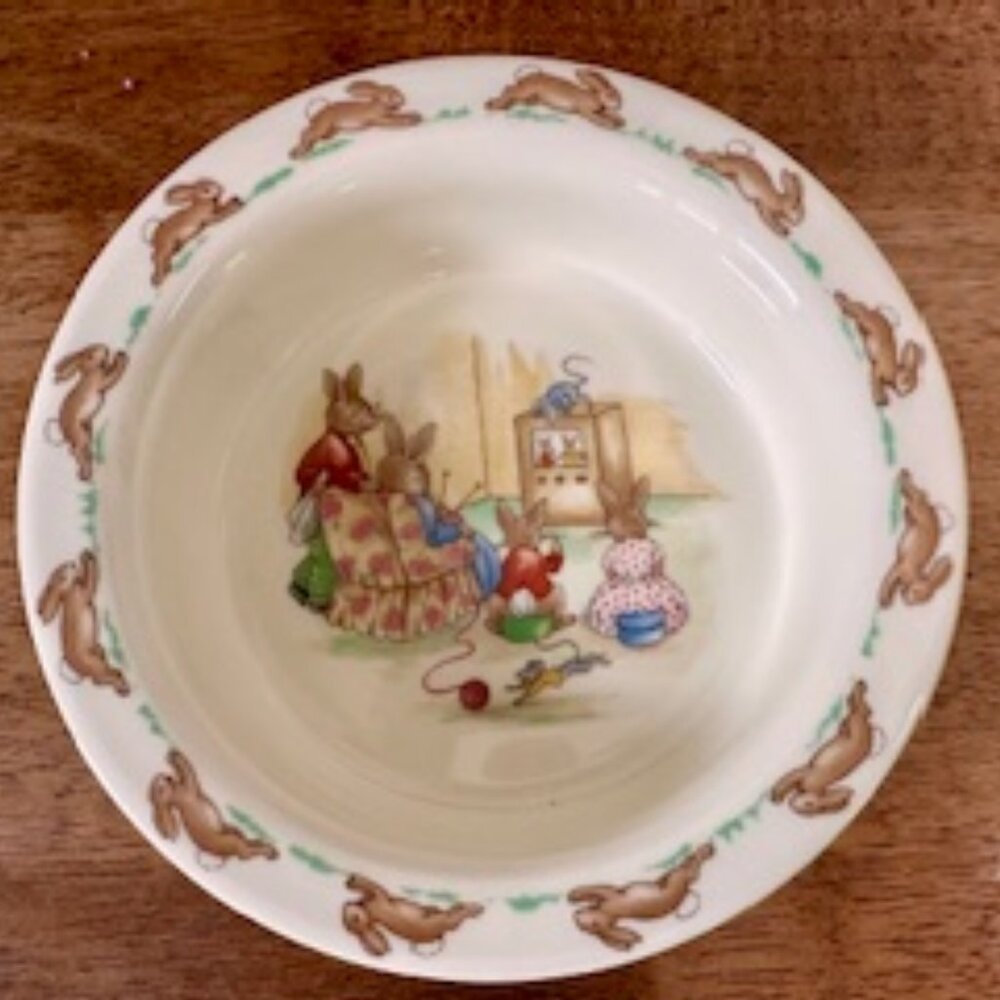 Royal Doulton Bunnykins Heavy Rim Nursery Bowl Vintage Porcelain Made in England